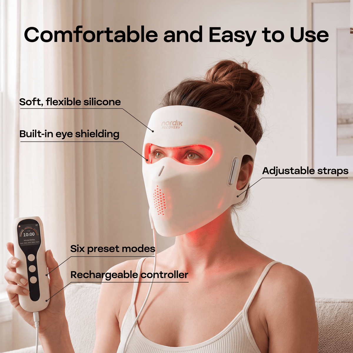 Nordik Recovery LED Red Light Face Mask | Premium Medical Grade